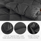 SNOWMAN Premium Down Comforter Queen Size, Luxurious All Season Duvet Insert with Cotton Blended Fabric, 37oz Fill Weight 3D Baffle Box Design Hotel Bedding Comforter (Dark Grey,90"x90")