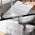 Titanium Cutting Board,Cutting Boards For Kitchen,Stainless Steel Cutting Board,Peeler,Mat,Dish Clip,For Cutting Vegetables, Meat,Fruits,Silver, 18.11x11.8 IN