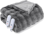 Heated Blanket Electric King- 100"x90" Soft Thick Bubble Electric Blanket for Sofa with 5 Heat Levels & 10 Hours Auto-Off Overheat Protection, Warm Cozy Gifts, Light Grey