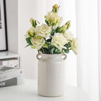 Ceramic Rustic Distressed White Flower Vase for Centerpieces, Kitchen, Office or Living Room (5.9''x8.6”)