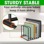 5-Tier Dish Rack & Cutting Board Organizer – 5-Tier Metal Rack for Cutting Boards, Bakeware, Trays – Space-Saving Kitchen Storage, Rust-Resistant Dish Organizer for Cabinets, Countertops & Pantry