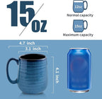 Hasense Coffee Mug Set of 4, 12 Ounce Ceramic Coffee Cups with Handle, Large Mug Set for Coffee, Tea, Chocolate, Modern Mug Gift for Men and women, Dishwasher & Microwave Safe(Blue)