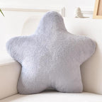 Xiashrk Star Pillow, Decorative Throw Pillows for Bed Couch, 15" Star Shaped Pillow Plush Floor Cushions Room Decor Pillow with Faux Rabbit Fur for Sofa Bedroom Living Room (Light Grey, 19.6" x 19.6")