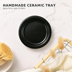 Glass Soap Dispenser Set by Janxin,Bathroom Soap Dispenser Set with Ceramic Tray,Luxury Bathroom Accessories,Modern Kitchen Decor (Black(Dish Soap))