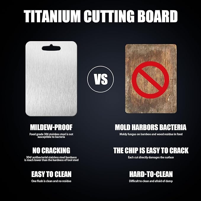 Titanium Cutting Boards for Kitchen, Cutting Board Double Sided Food Grade, 100% Pure Titanium and Wheat Straw PP, Dishwasher Safe & Easy to Clean (12 x 9 inch)