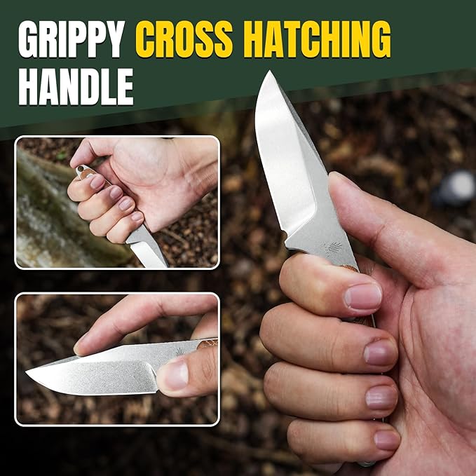 Kizer Muskrat Fixed Blade Knife, 3.15 In 154CM Neck Knife Argyle Pattern Micarta Handle Fixed Blade EDC Knives for Men Women, Outdoor Hunting Hiking Survival Camping Knives 1064C1