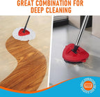 Mop Head Replacement Pads Compatible with O-Cedar EasyWring 1 Tank Triangle Mop,5 Spin Mop Head Refill Replacement,One Upgraded Scrub Brush & One Base for Deep Clean