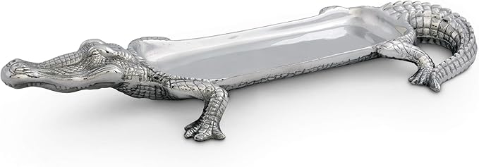 Arthur Court Designs Aluminum Alligator Figural Serving Tray Florida Gator 17 inch x 7.5 inch