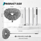 DRQ Ceiling Fan Cleaner Duster, Reusable Microfiber Duster with Extension Pole, 13 to 48 Inch Fan Blade Cleaner, Removable Dusters for Cleaning Walls Bookshelves Door Window Top (Grey)