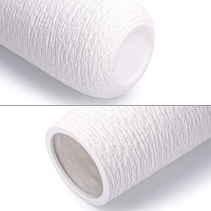 D'vine Dev 10 Inch Textured White Elegant Oval Ceramic Vase for Flowers, Home Décor Vase with Design Box, VS-LD-B-1