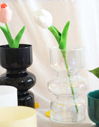 JSPYFITS Glass Hydroponic Flower Vase, 7 Inches Colored Glasses Bubble Vase for Flower, Three-Layer Glass Funky Vases for Home/Office/Weddings/Party Table Flowers Decor (Iridescent Clear)