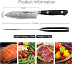 Kitory Damascus Santoku Knife 7", for bigger or larger hands, Kitchen Knife with VG10 67 Layers Super Steel- Black G10 Handle-Gift Box Included, 2024 Gifts For Women and Men
