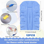 Zubebe 12 Pcs Duster Refill Reusable Fleece Duster Refills Feather Flat Dusters Multi Surface Washable Cleaning Pads Tools for Home, Blinds, Car, Pet, Furniture, Fans (Bright Color)