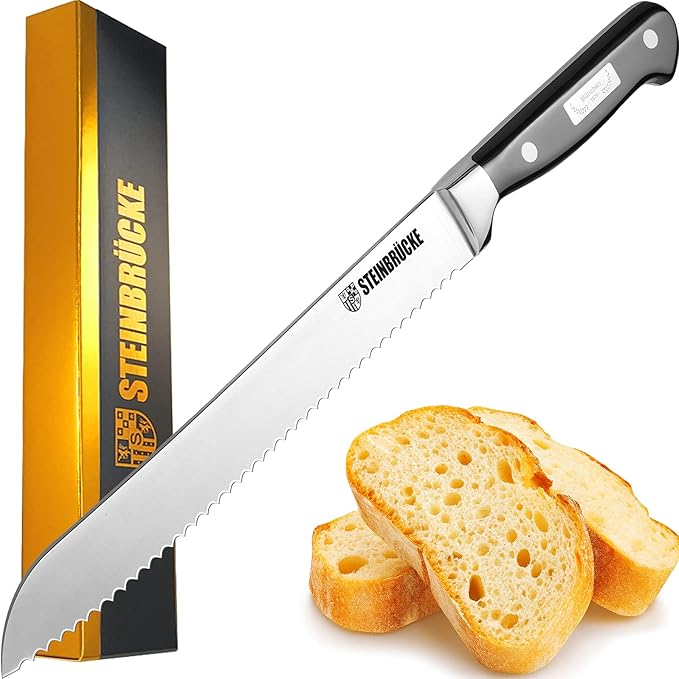 Gioventù Serrated Bread knife 10 inch - Ultra sharp Bread Slicing Knife Forged from German Stainless Steel 5Cr15Mov, HRC58, Full Tang kitchen bread knife for Homemade, Crusty&Soft Bread