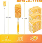 KeFanta 360° Heavy Duty Duster Refills Compatible with Swiffer Duster, Disposable Dusting Kit for Cleaning, 1 Extended Handle, 1 Short Handle, 30 Refills