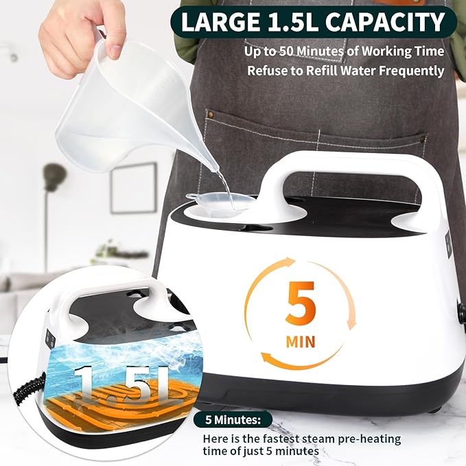Steam Cleaner,Heavy Duty Steamer for Cleaning,Multipurpose Neat Canister Steamer with 21 Accessories,5 Minutes Fast Heating,Rolling Cleaning Machine for Carpet, Floors, Windows,Mirrors,Glass and Cars
