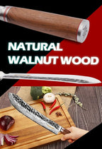 YOUSUNLONG Breaking Knives 12 inch Max Bull Nose Butcher Knife Japanese Hammered Damascus Steel Natural Walnut Wooden Handle