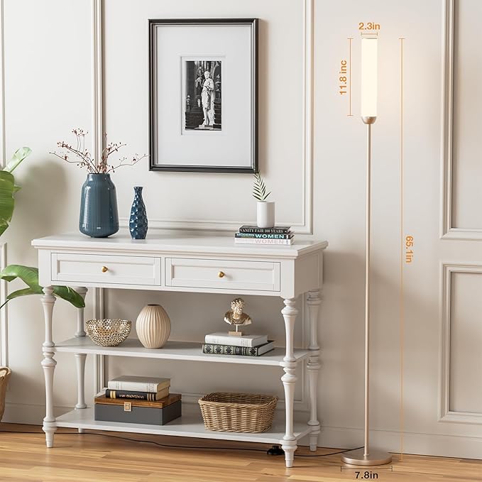 LED Floor Lamp with Remote Control, 65" Standing lamp with Stepless Adjustable 3000K-6500K Colors & 5%-100% Brightness, Foot Switch(Champagne Gold)