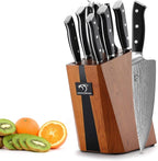 NANFANG BROTHERS Knife Sets for Kitchen with Block, Damasucs Kitchen Knife Sets 9 Pieces with Ergonomic Triple Rivet Handle, Kitchen Knives for Chopping, Slicing, Dicing & Cutting
