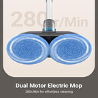 iDOO Electric Mop, Floor Scrubber Electric Spin with LED Headlight, Rechargeable Dust Cordless Dual-Motor, Spray Mop for Hardwood Floor, Clean up to 2350 ft², 46dB Quiet, Gray-4 Pads