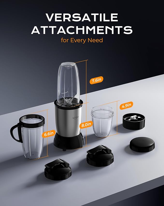 Sangcon 1000w Smoothie Blender for Kitchen, Blender for Smoothies, with 24oz/19oz/10oz Bpa-Free Cups – Upgraded Portable Personal Blenders for Shakes, Frozen fruit, Baby Food, Spice Grinding & More