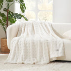 Cozy Bliss Soft King Size Waffle Blanket - Lightweight Cozy Blankets Gift for Women,Cute Checkered Throws Blanket for Bed, Couch and Sofa,Ivory,108x90 Inches
