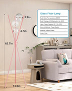 Lightdot Tripod Floor Lamp Dimmable Pink Standing Lamps with Globe Clear Glass Lampshade 3PCS 3000K G9 Bulbs Included Mid Century Modern Floor Lamp for Living Room/Bedroom