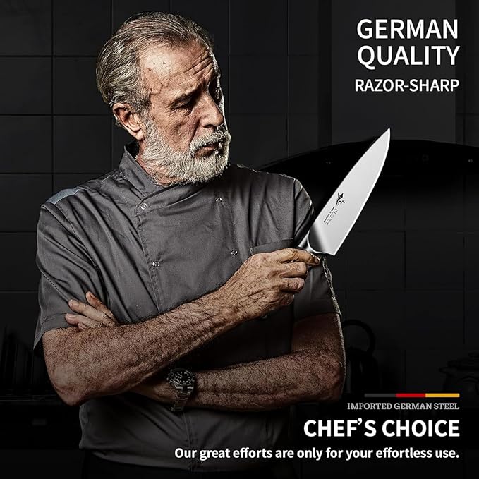 MAD SHARK Chef Knife 8 inch Chopping Knife High Carbon Stainless Steel Shark Chef's Knives with Ergonomic Handle, Cooking Knife with Gift Box, Birthday Gifts for Mom/Dad, Black