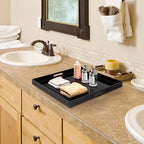 16×16 inches Oversized Black Acrylic Ottoman Tray Extra Large Decorative Tray Spill-Proof Serving Trays with Handles King-Size Safe Edge Organizer for Coffee Table Countertop Breakfast