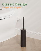 Toilet Brush and Holder Set, Toilet Bowl Brush for Bathroom with Long Handle, Stainless Steel Toilet Cleaner Brush with Durable Scrubbing Bristles,Splash-Proof (Matte Black)
