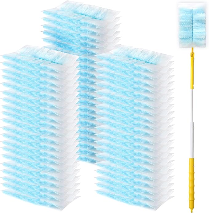 60 Count Electrostatic Duster Refills Compatible with Swiffer Duster,Multi-Surface Dusting Refills,Microfibre Dusters for Cleaning with 1Pcs Retractable Handle,Unscented