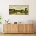 Tinonedraw Vintage Nature Framed Canvas Wall Art Set of 3, French Country Wall Decor, Rustic Landscape Farmhouse Art Paintings, Olive Green Trees Art Prints for Living Room Bedroom Office 20"x40"