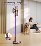 Cordless Vacuum Cleaner, 550W 48Kpa 70 Mins Vacuum Cleaners for Home, Self-Standing Stick Vacuum with Touch Screen, Wall Dock, Anti-Tangle Rechargeable Vacuum for Pet Hair Carpet Hardwood Floor