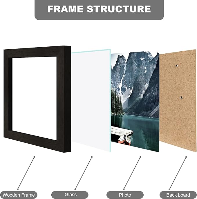 4x5 Picture Frame - Made of Real Glass and Black Wooden Frame, 4 by 5 small Photo for Wall or Tabletop Display, 1 Pack
