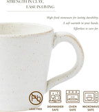 Stoneware Mug Set of 4-14oz Ceramic Coffee Mugs & Tea Cups with Handle - Perfect for Hot & Iced Drinks - Microwave & Dishwasher Safe - Rustic Minimalist Style - Oatmeal Cream - Ideal Gift
