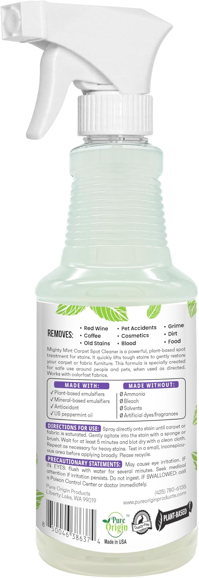 Mighty Mint Carpet Spot Cleaner, Spray to Remove Carpet Stains Instantly, Natural Peppermint Scent, 16oz