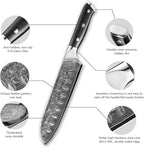 7 inch Santoku Knife, Professional Japanese VG10 Steel Damascus Knife-G10 Handle for cutting Meat,Fish,Fruit, Vegetable