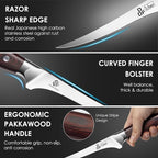 DDF iohEF Fillet Knife 7 Inch Professional Boning Knife High Carbon Japanese Stainless Steel Fish Knife with Full Tang Ergonomic Handle for Meat Cutting Trimming