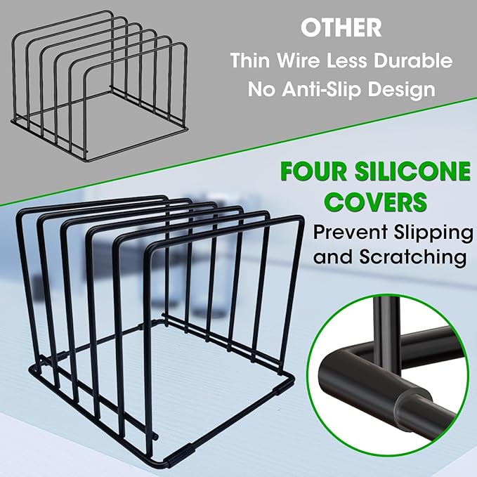 5-Tier Dish Rack & Cutting Board Organizer – 5-Tier Metal Rack for Cutting Boards, Bakeware, Trays – Space-Saving Kitchen Storage, Rust-Resistant Dish Organizer for Cabinets, Countertops & Pantry