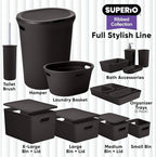 Superio Decorative Plastic Toilet Bowl Brush and Holder Set, Cleaner Scrubber for Bathroom (2, Brown)