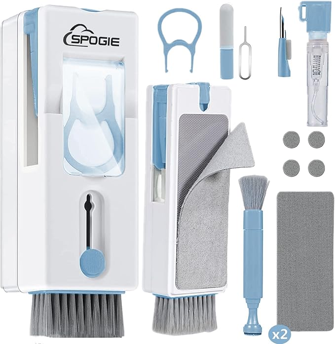 11-in-1 Keyboard Cleaning Kit, Laptop Cleaning Kit Keyboard Brush Cleaner Electronics Cleaner for Cell Phone/Earbuds/Camera Lens/Computer with Multifunctional Cleaning Tool Blue (Light Blue)