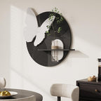 3D Textured Black and White Abstract Wall Art with Vase, White Butterfly Wall Decor, Modern Painting Artwork, Minimalist Wall Decor for Living Room Hallway Dining Room Bedroom Office, 25.6x24 In