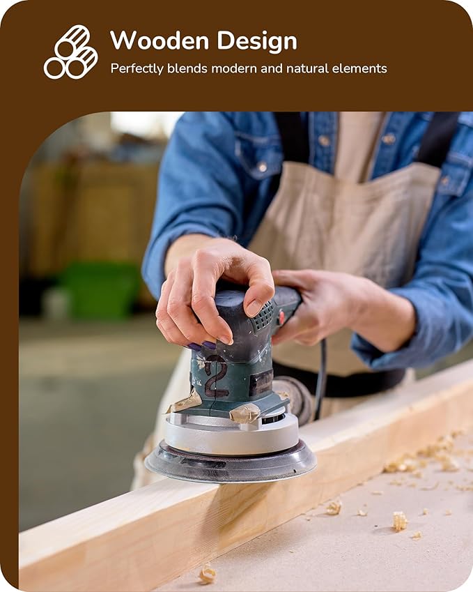 EDISHINE Wooden LED Corner Floor Lamp, Modern Standing Light with Remote, Minimalist Dimmable Floor Lamps for Living Room, Bedroom, Office, 7 Color Temperature 2700~6000K, 48.43"