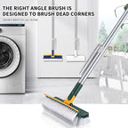 51" Adjustable 2-in-1 Push Broom: Ideal for Tile, Shower, Bathroom, Kitchen, Garage, Deck & Wall. Heavy-Duty Scraper and Stiff Bristles for Efficiently Scrubbing Tough Stains