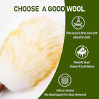 Natural Lambswool Duster 16 Inch Handheld with Wooden Handle Duster Dusting Tool for Blinds Electronics Furniture Delicate Surfaces (2Pcs)