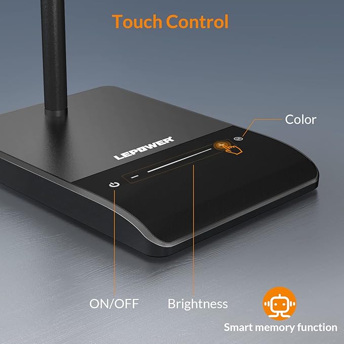 LEPOWER Desk Lamp, 800LM LED for Home Office, 12W Reading for Desk, Eye-Caring Light, Touch Table Gooseneck Lamp, 50 Lighting Modes, Bright for Bedroom, Study (Black)