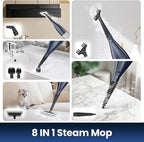 DEVOAC VM6 Scrubbing Steam Mop with Rotating Mop Pads, 10 in 1 Steam Mop, Lightweight Spin Mop & 3 Steam Modes for Hard Floor Laminate Marble Floors