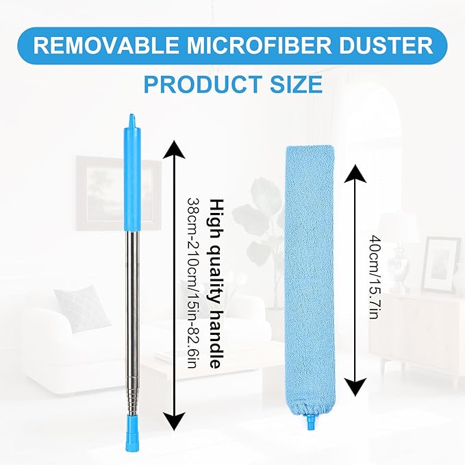 Retractable Gap Duster Cleaner Cleaning Tools with 2 Microfiber Dusting Cloths Washable Duster for Cleaning Under Appliances Furniture Couch Fridge