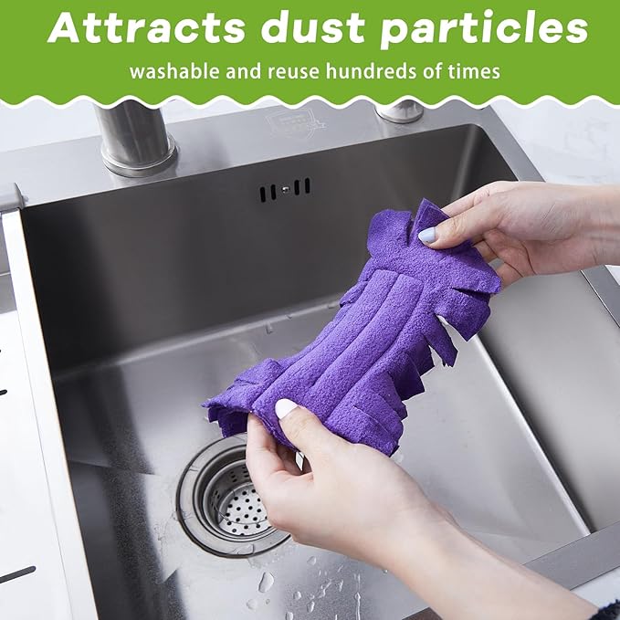 Zubebe 15 Pcs Duster Refill Reusable Fleece Duster Refills Feather Flat Dusters Multi Surface Washable Cleaning Pads Tools for Home, Blinds, Car, Pet, Furniture, Fans (Dark Color)