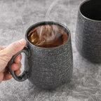 Hasense Ceramic Coffee Mugs Set of 6, Large Coffee Cups 12 oz, Latte Mug with Large Handle for Coffee, Tea, Milk and Hot Cocoa, Easy Hold & Clean, Dishwasher & Microwave Safe, Grey